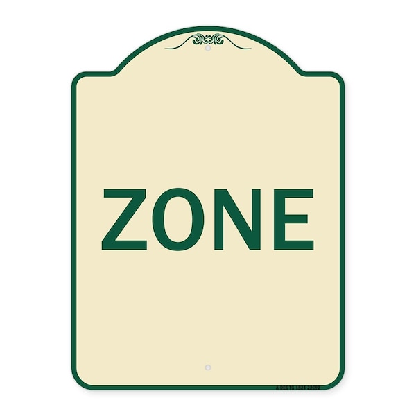 Signmission Designer Series Sign-Zone, Tan & Green Heavy-Gauge Aluminum Sign, 24" x 18", TG-1824-22692 A-DES-TG-1824-22692 - main
